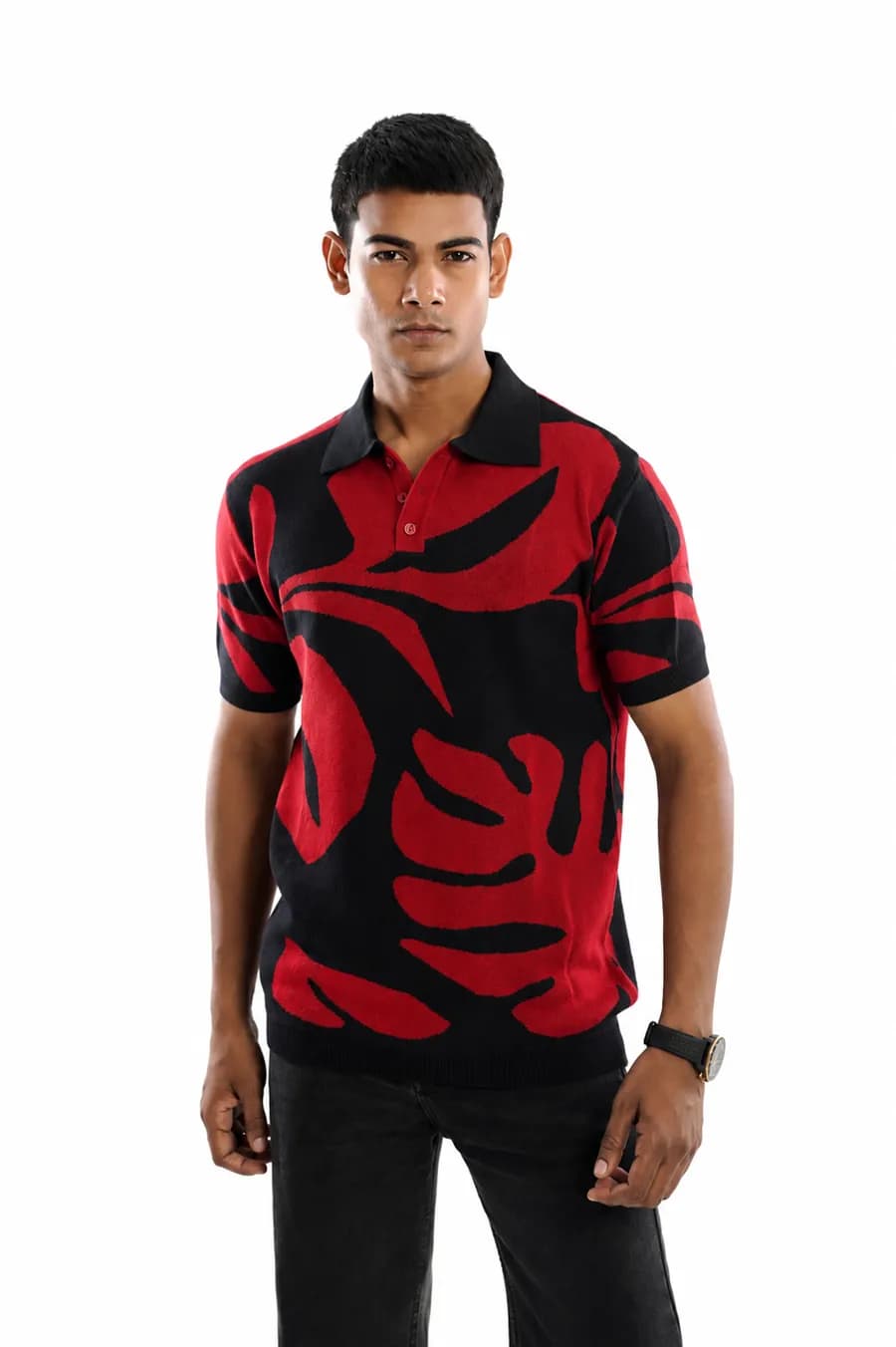 Crimson Noir polo, worn