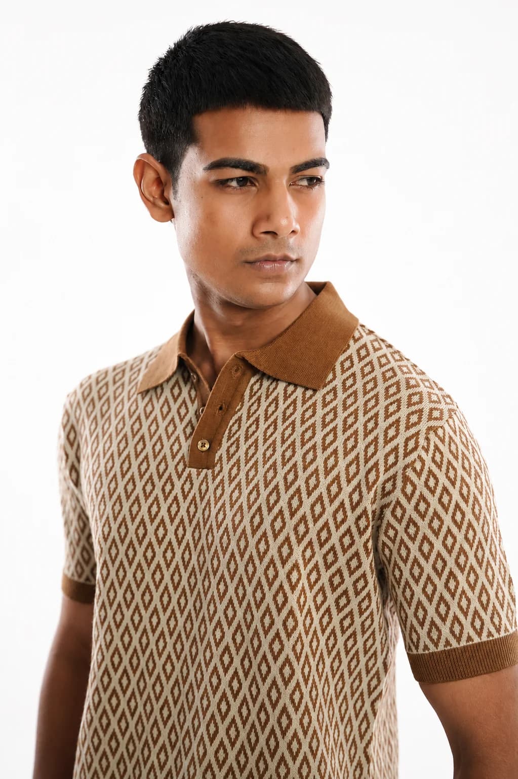 Men Firenze Diamond Polo Collar 100% Cotton Knitted T-Shirt